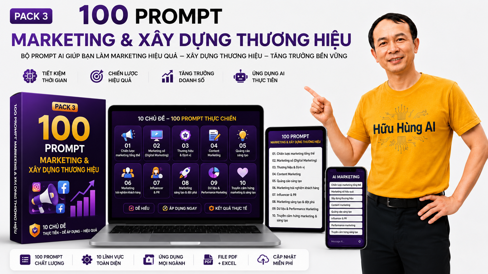 Hình minh họa PACK 3: 100 PROMPT MARKETING & XÂY DỰNG THƯƠNG HIỆU