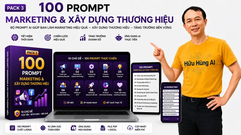 Hình minh họa PACK 3: 100 PROMPT MARKETING & XÂY DỰNG THƯƠNG HIỆU