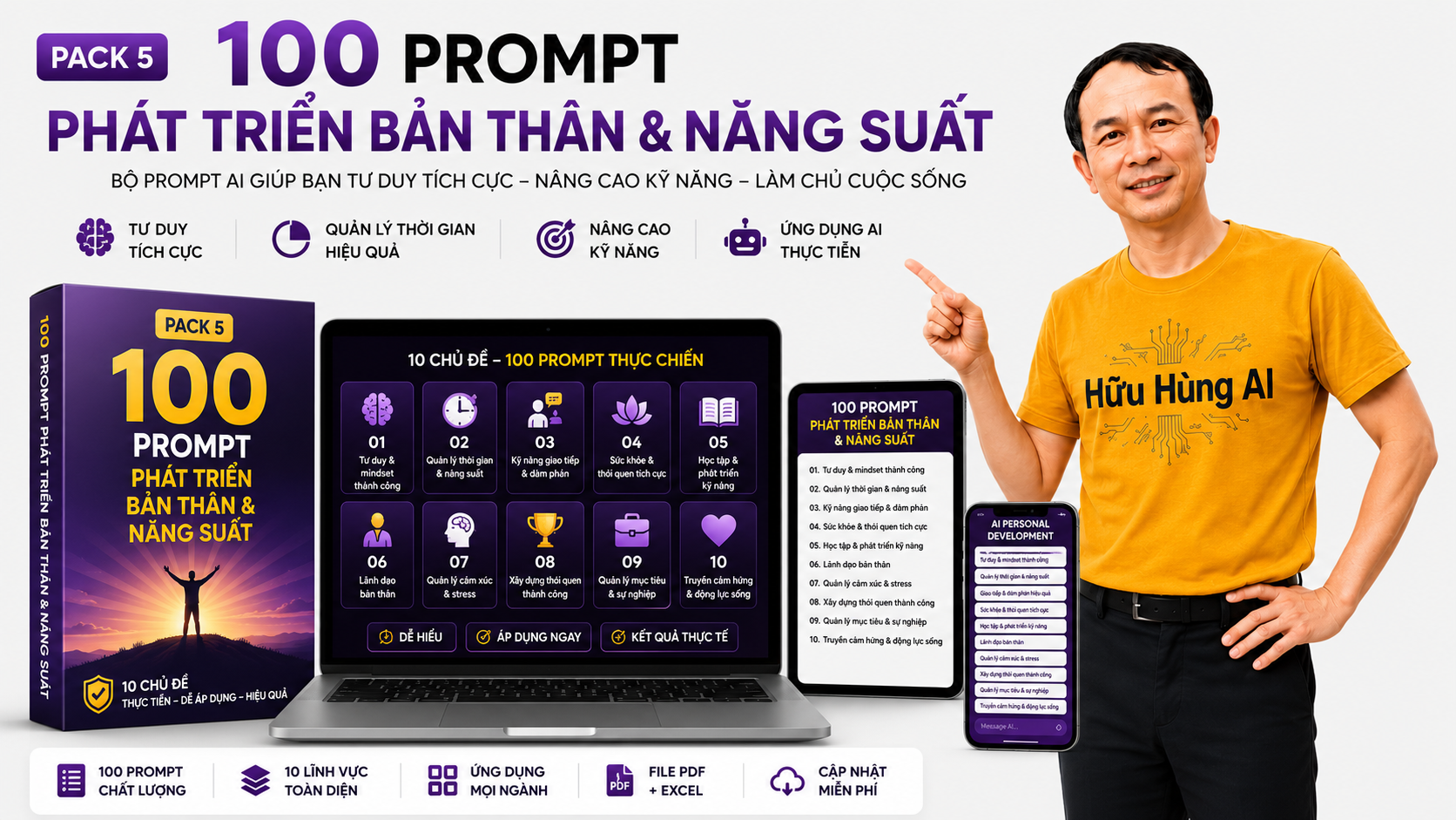 Hình minh họa PACK 5: 100 PROMPT PHÁT TRIỂN BẢN THÂN & NĂNG SUẤT