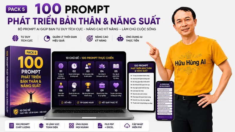 Hình minh họa PACK 5: 100 PROMPT PHÁT TRIỂN BẢN THÂN & NĂNG SUẤT